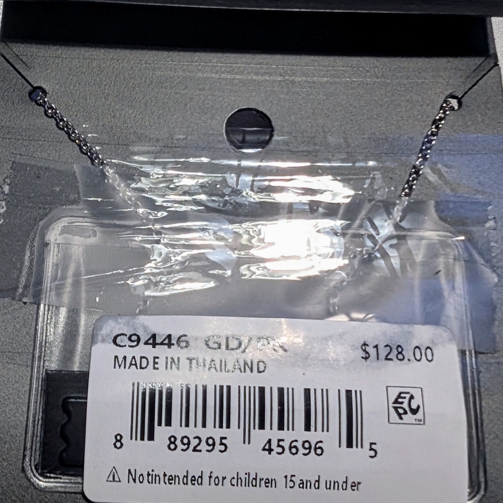 Coach 3 Ring Necklace With Logo, Pink Enamel, And Crystal Rings On Silver Chain - Picture 5 of 5